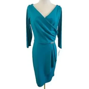 Alex Evenings | Dresses | Nwt Alex Evenings Turquoise Dress Cocktail Party  Scuba Wedding Guest Size 8 | Poshmark